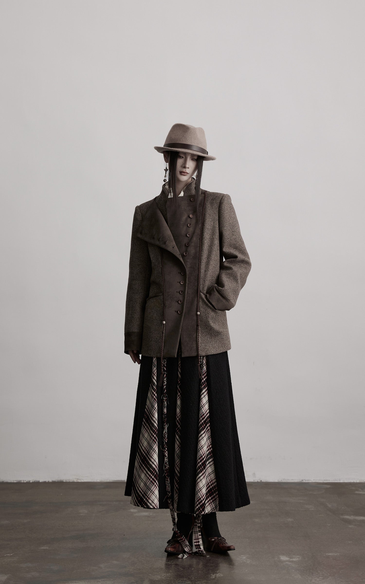 DOINDULGE Asymmetric Wool-Blend Structured Jacket