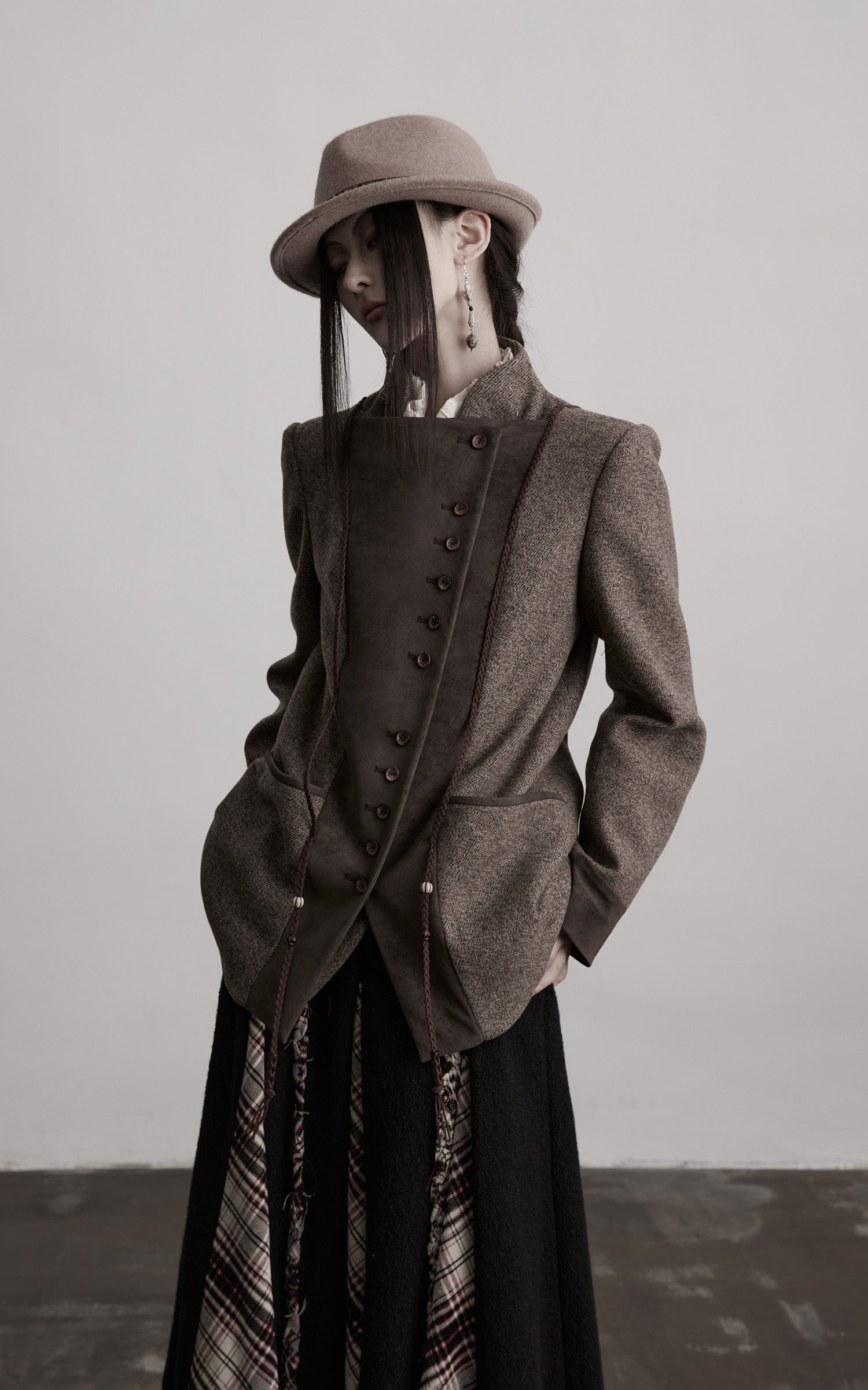 DOINDULGE Asymmetric Wool-Blend Structured Jacket