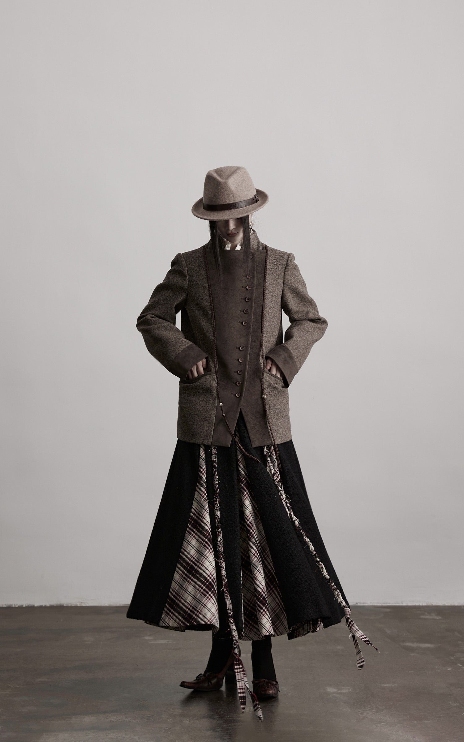 DOINDULGE Asymmetric Wool-Blend Structured Jacket