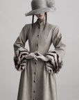 DOINDULGE Sculptural Long Coat with Faux-Fur Cuffs