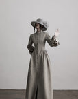 DOINDULGE Sculptural Long Coat with Faux-Fur Cuffs