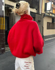 Rase le sol High Neck Oversized Wool Sweater Jacket