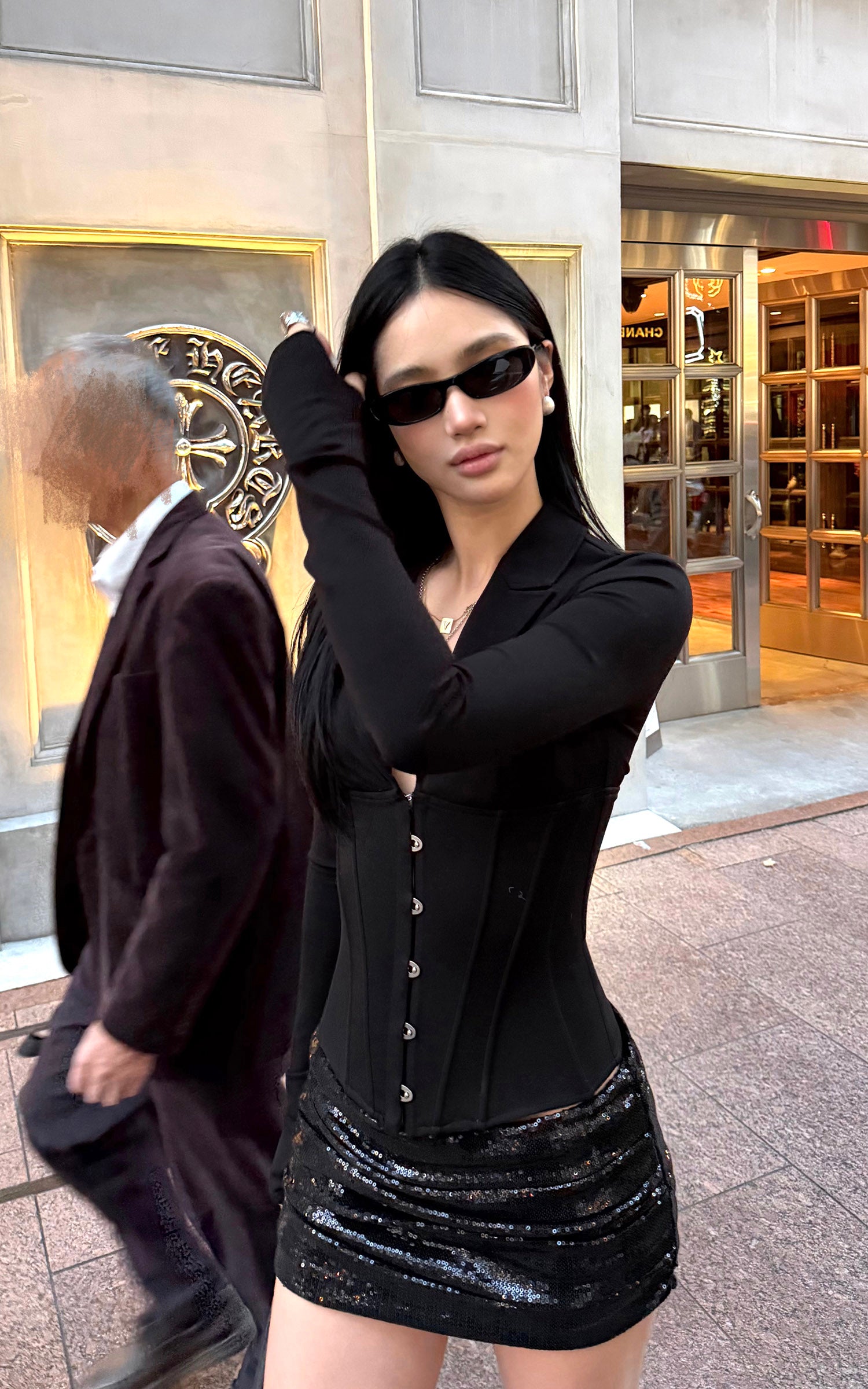 ROVENTE 구조적인 코르셋 블레이저 탑