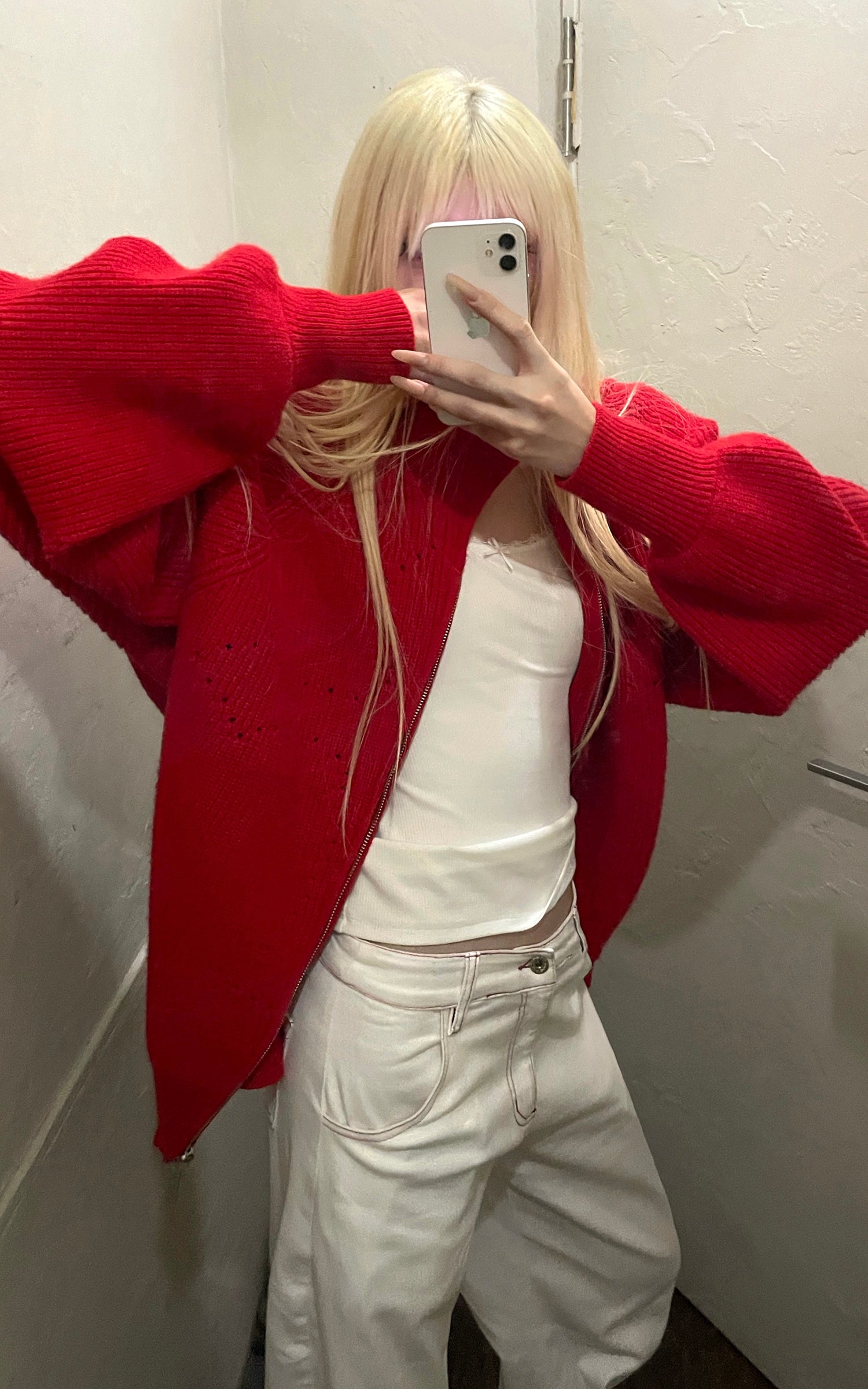 Rase le sol High Neck Oversized Wool Sweater Jacket