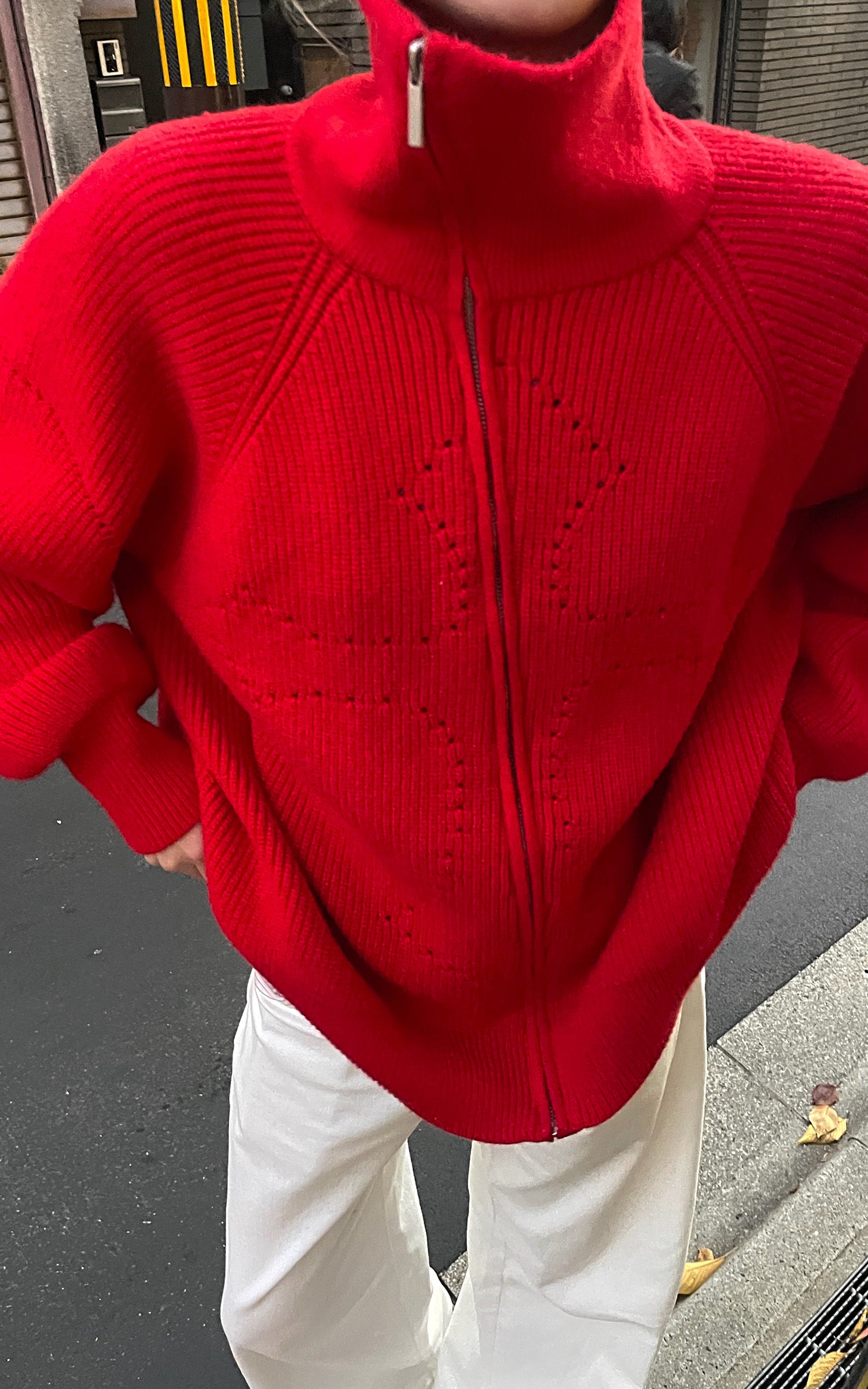 Rase le sol High Neck Oversized Wool Sweater Jacket