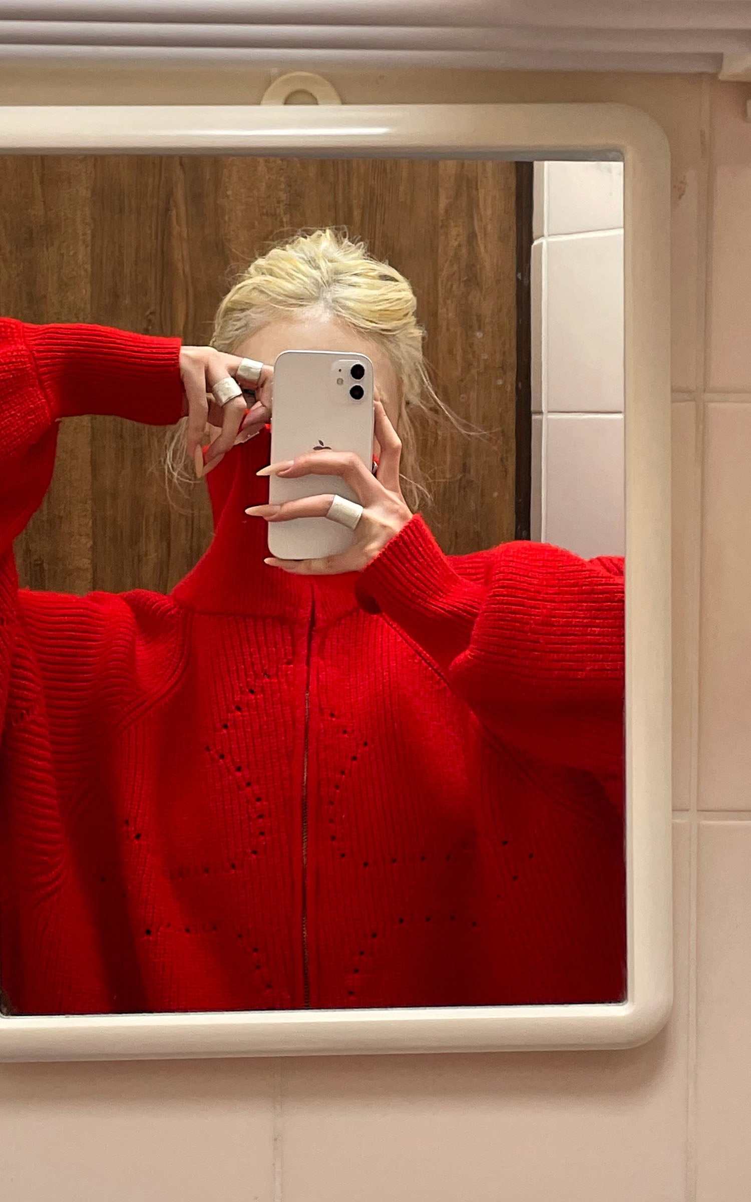 Rase le sol High Neck Oversized Wool Sweater Jacket