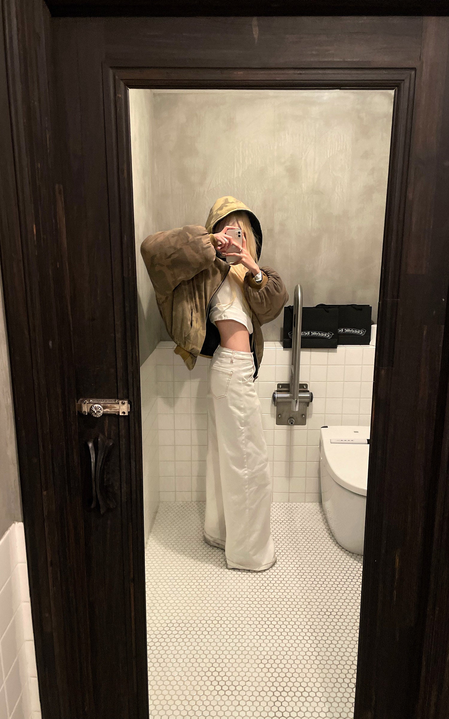 Rase le sol 하이웨이스트 와이드핏 화이트 진