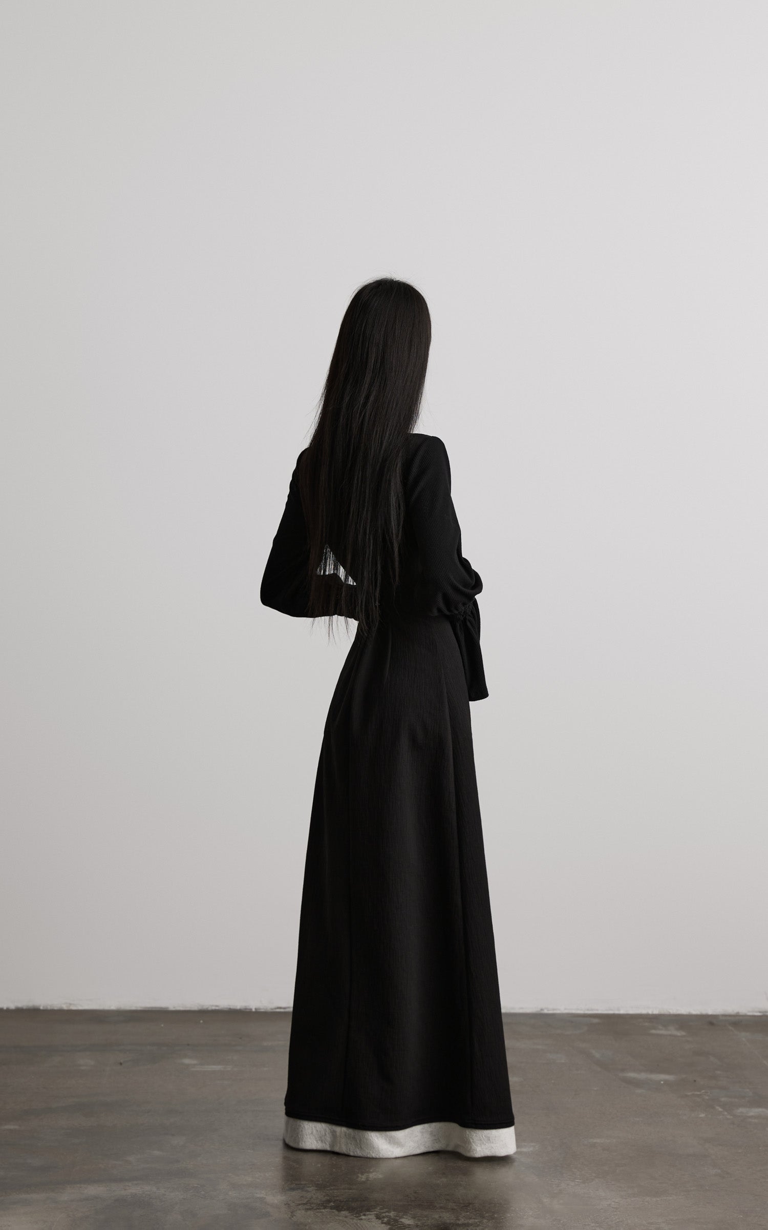 DOINDULGE Structured Contrast Panel High-Neck Dress