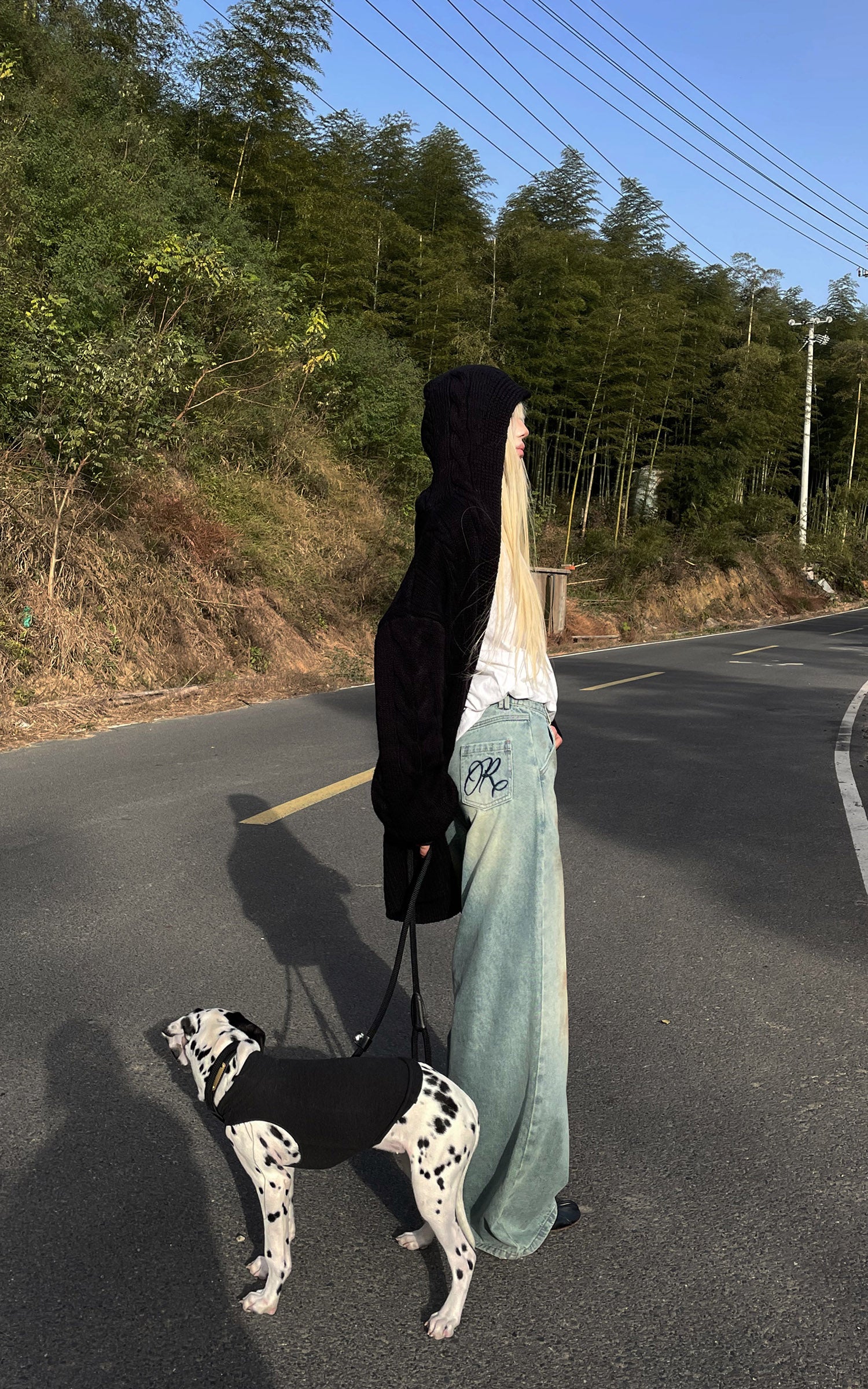 Rase le sol Oversized Cable Knit Hoodie Cardigan