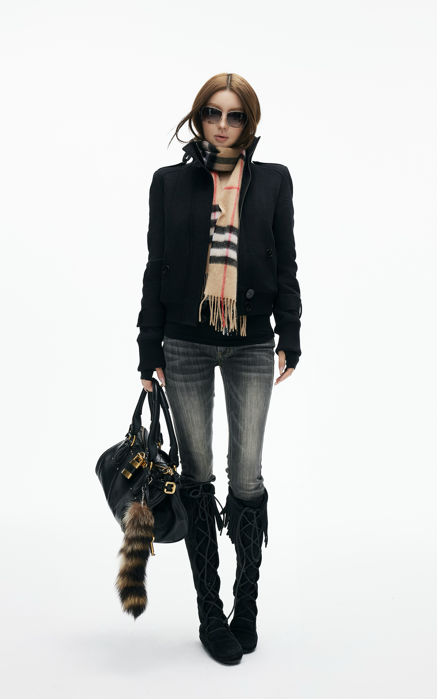 IAMXIAA 울 크롭 밀리터리 자켓