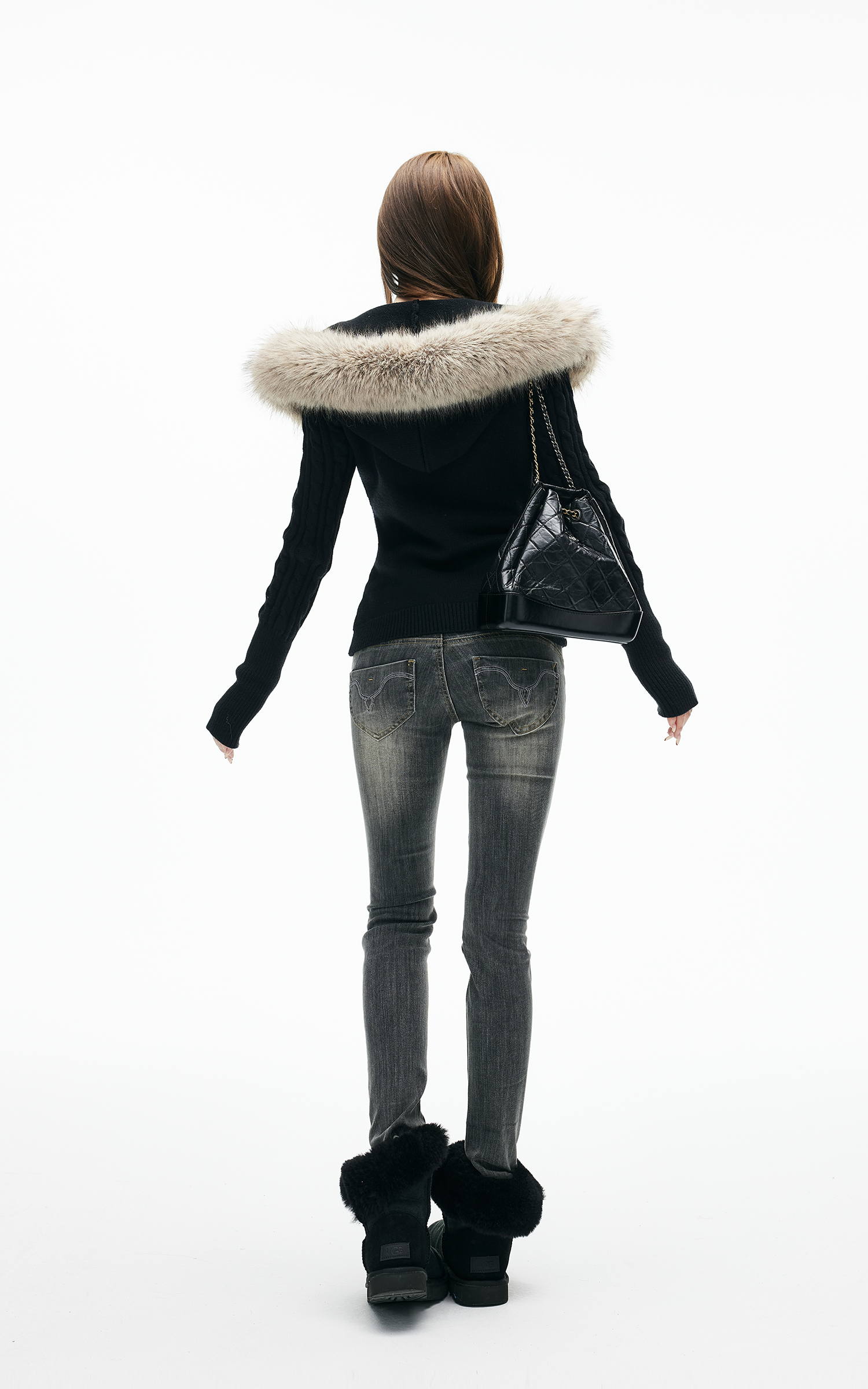 IAMXIAA 페이디드 스키니 로우라이즈 그레이 진