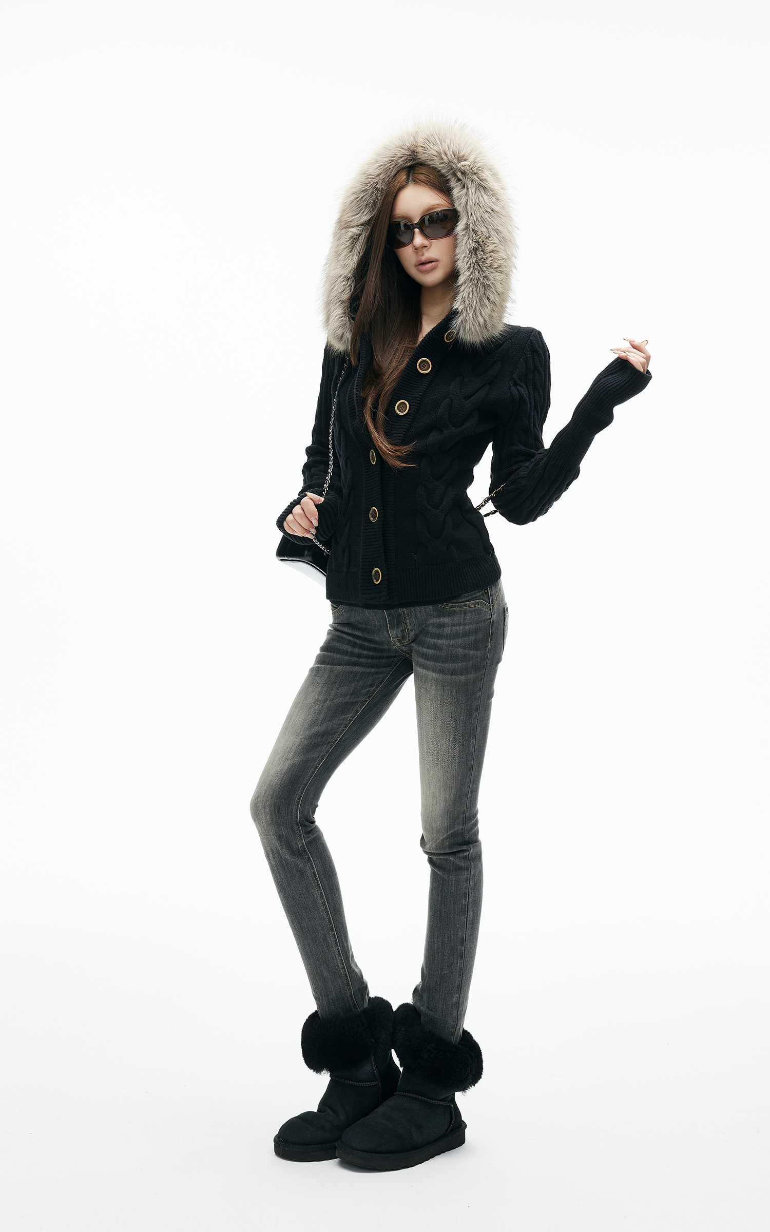 IAMXIAA 페이디드 스키니 로우라이즈 그레이 진