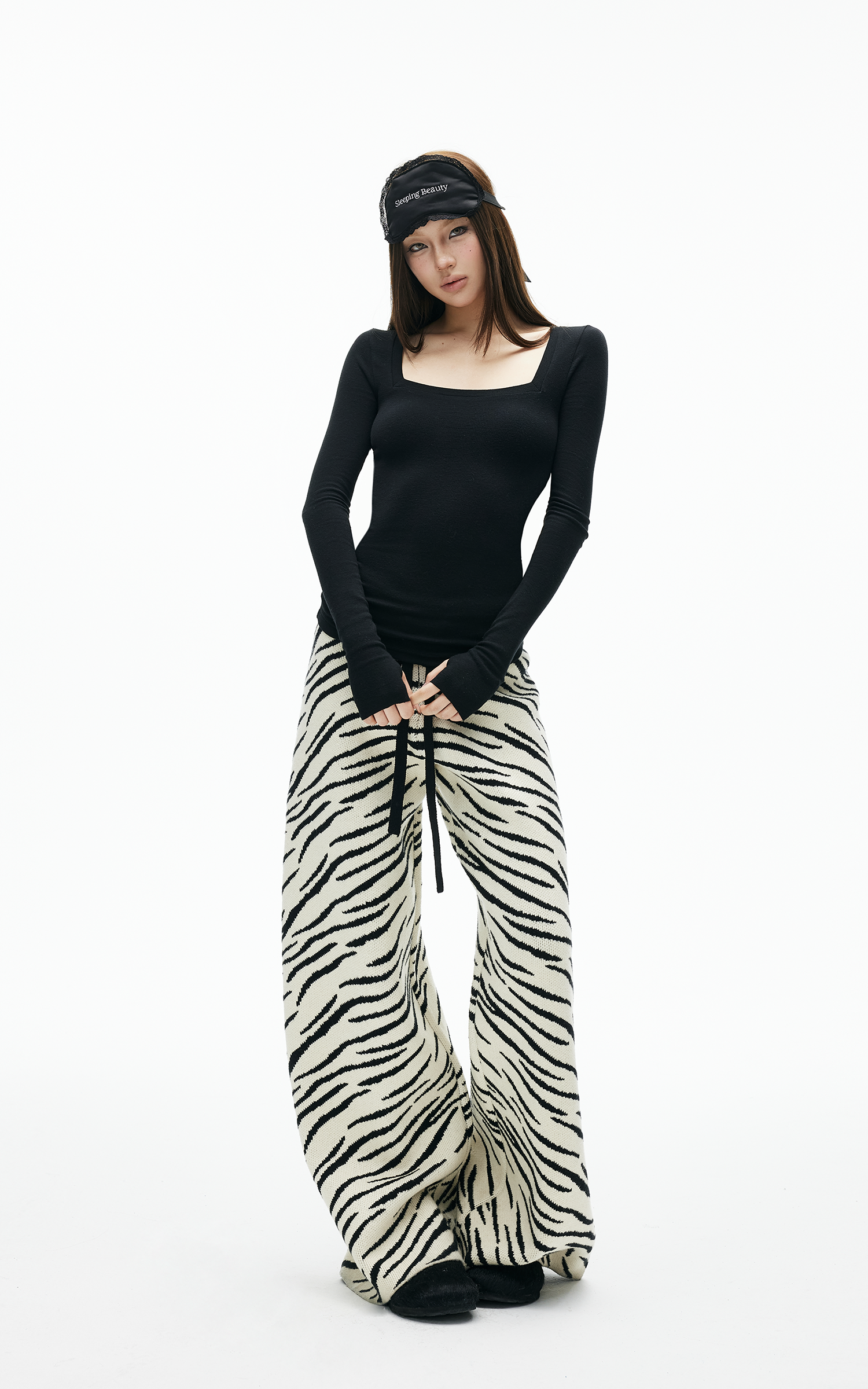 IAMXIAA Haut de base à manches longues et encolure carrée