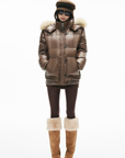 IAMXIAA Faux-Fur Hood Glossy Down Jacket