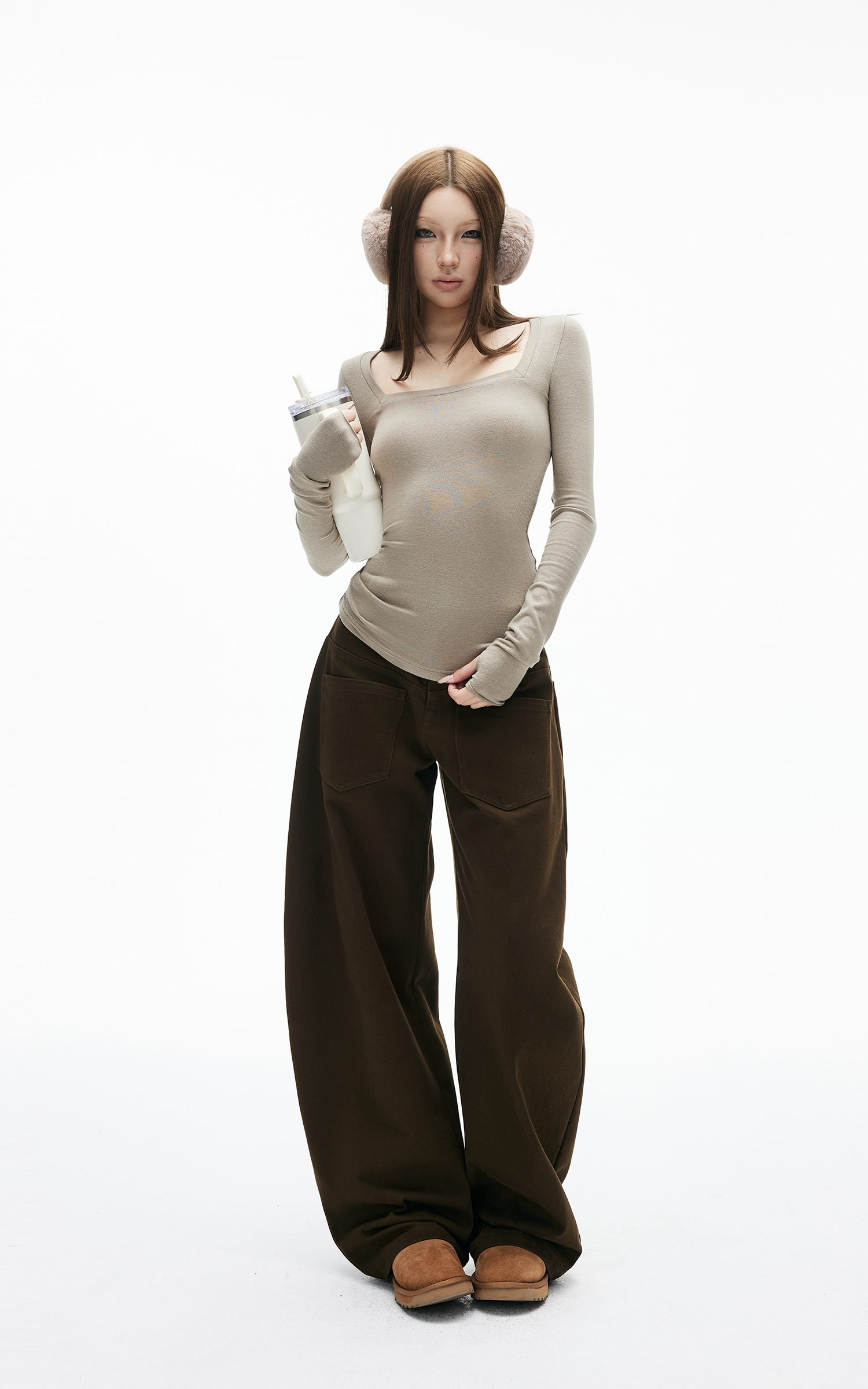 IAMXIAA Relaxed Wide Leg Casual Pants