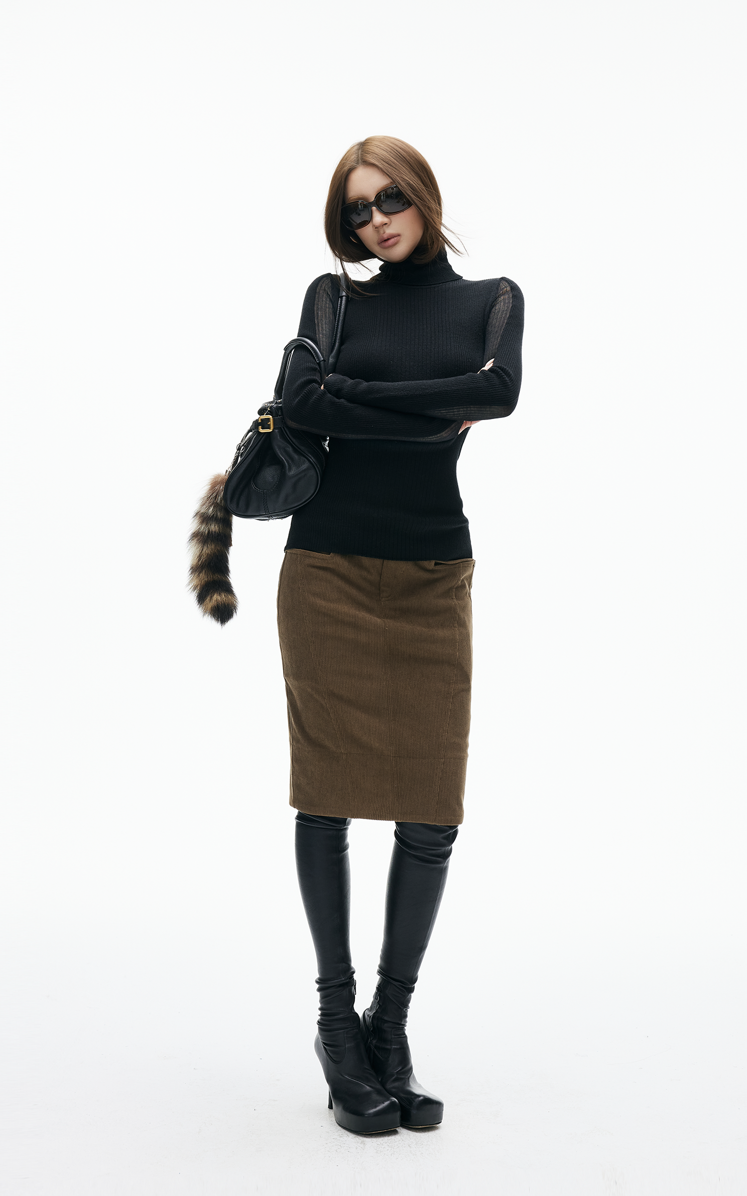 IAMXIAA Haut de base côtelé à col roulé