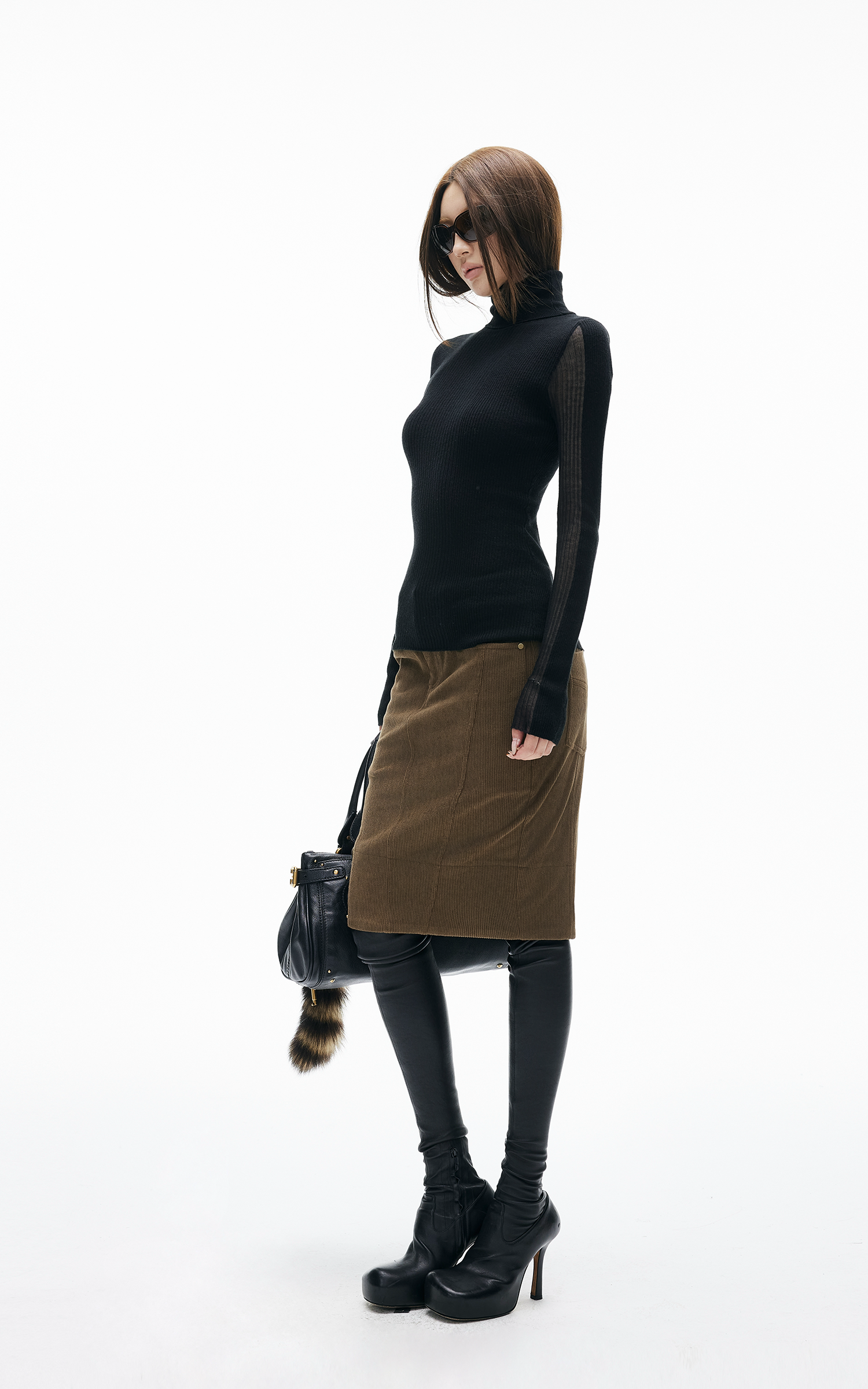 IAMXIAA Haut de base côtelé à col roulé