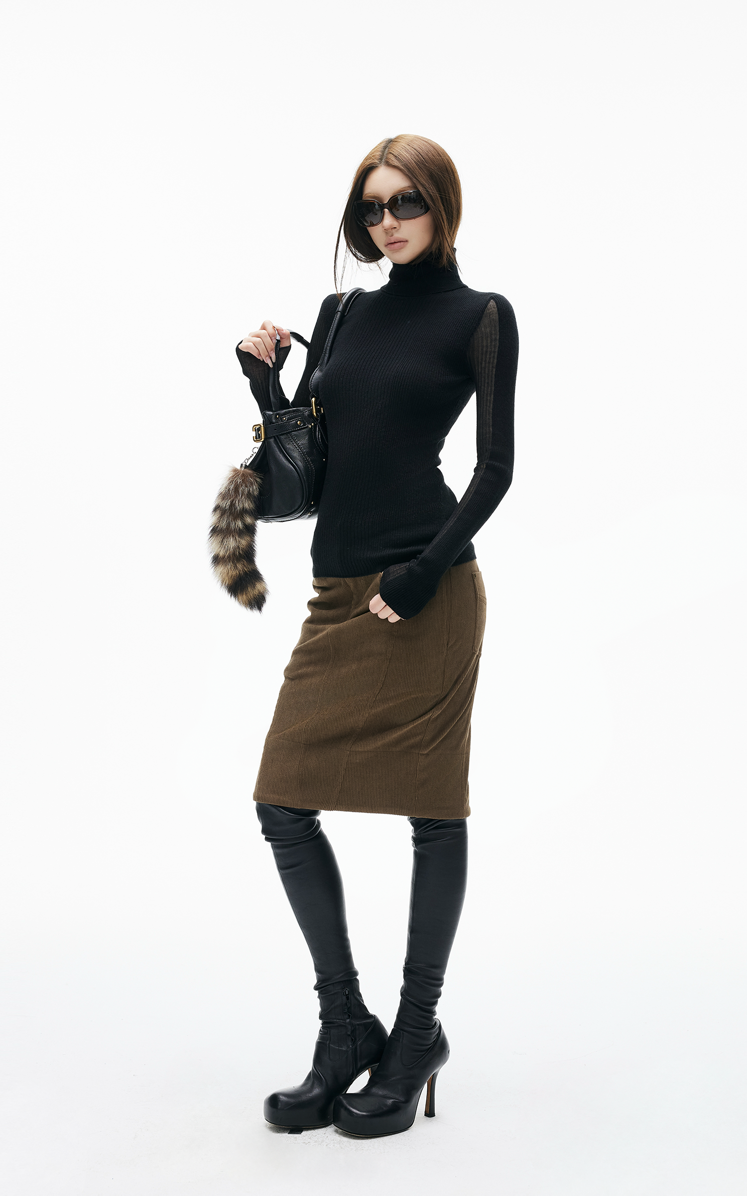 IAMXIAA Haut de base côtelé à col roulé