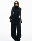 IAMXIAA Ribbed Wide Leg Casual Pants