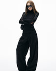 IAMXIAA Ribbed Wide Leg Casual Pants