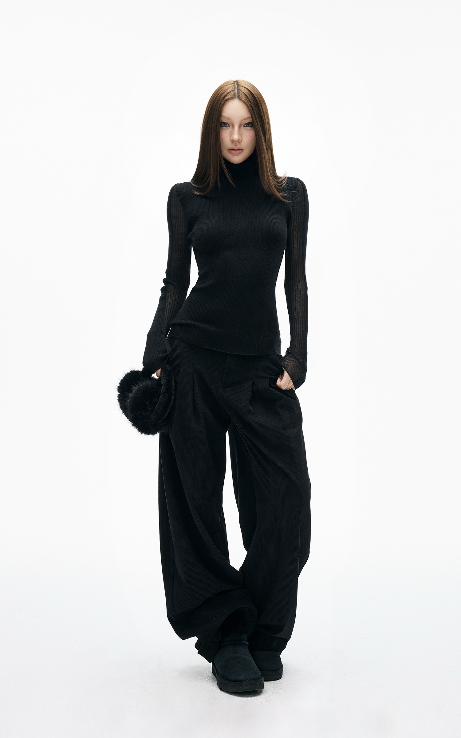 IAMXIAA Haut de base côtelé à col roulé