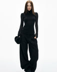 IAMXIAA Ribbed Wide Leg Casual Pants
