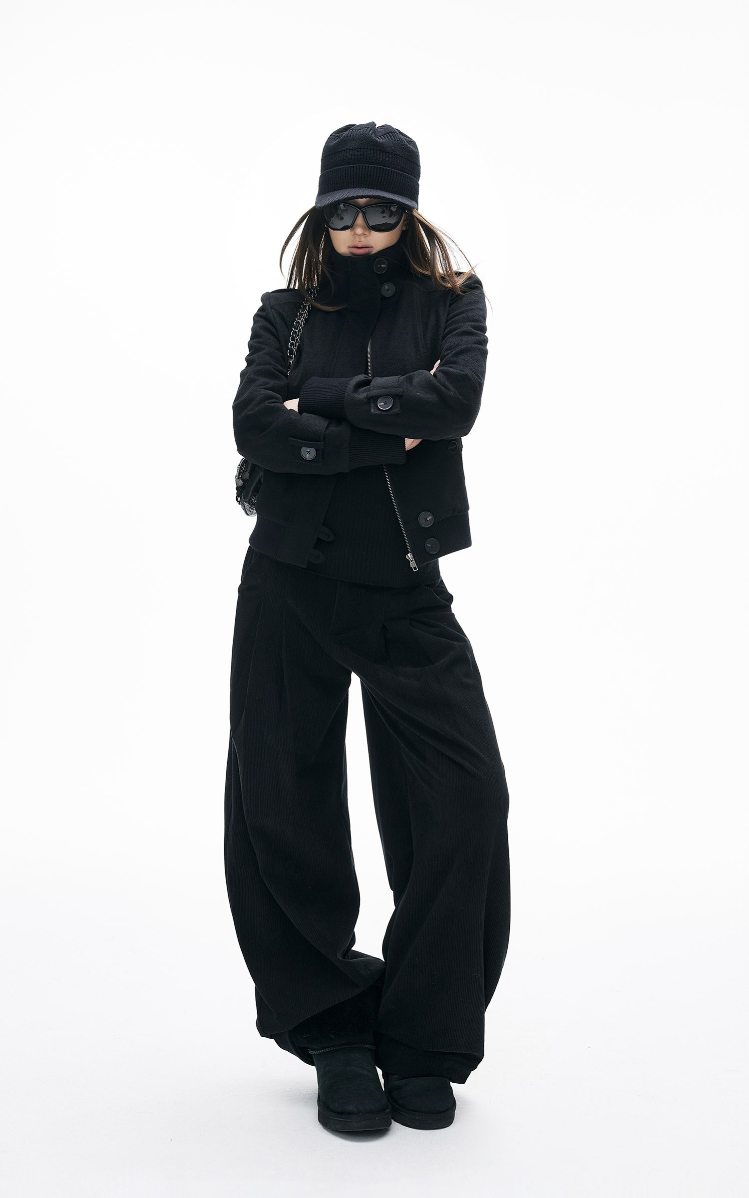 IAMXIAA Ribbed Wide Leg Casual Pants