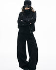 IAMXIAA Ribbed Wide Leg Casual Pants
