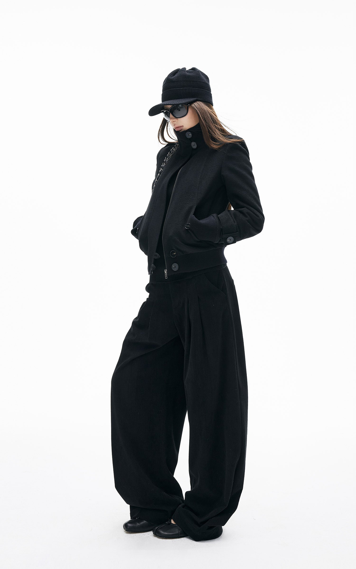 IAMXIAA Ribbed Wide Leg Casual Pants