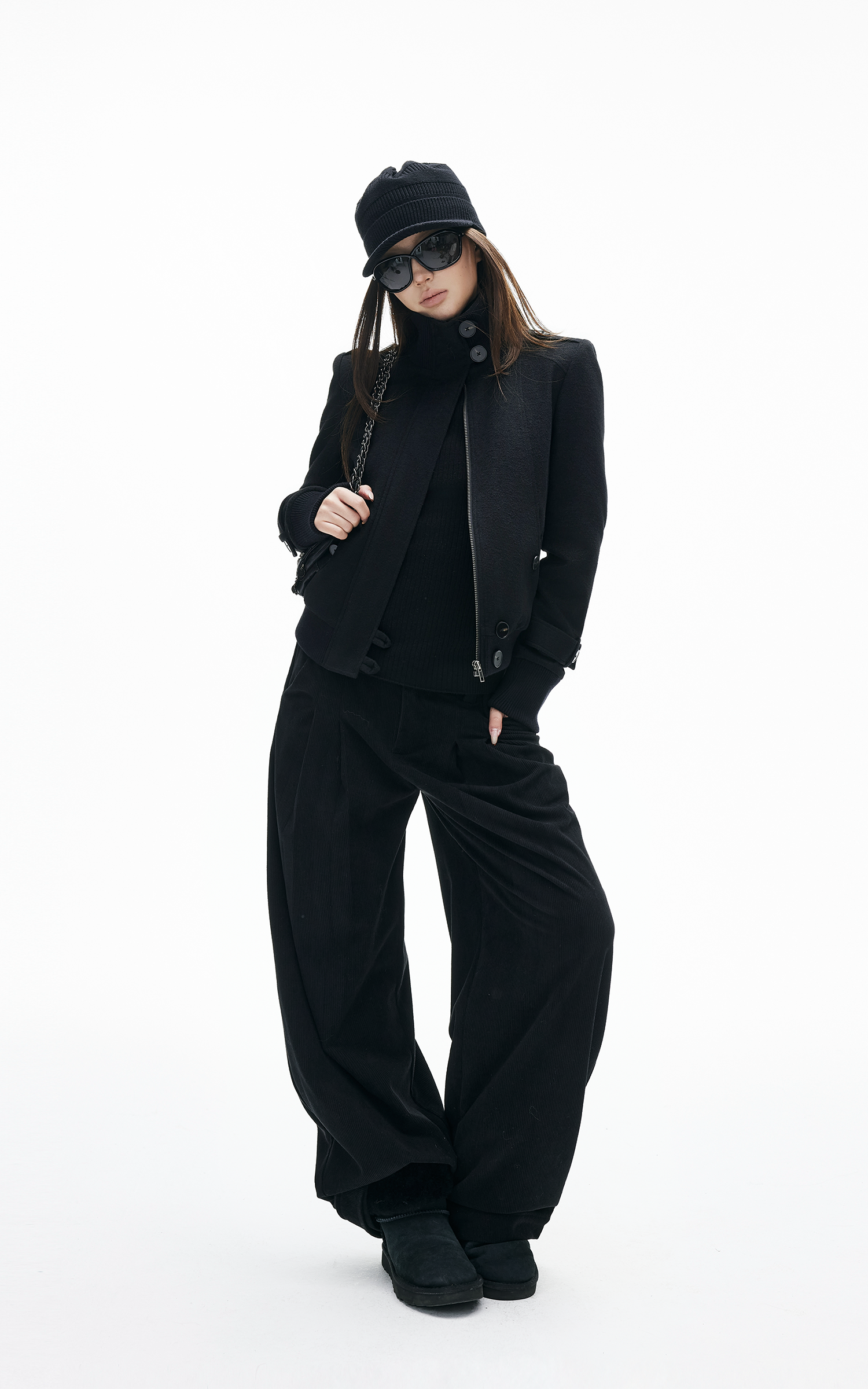 IAMXIAA 울 크롭 밀리터리 자켓