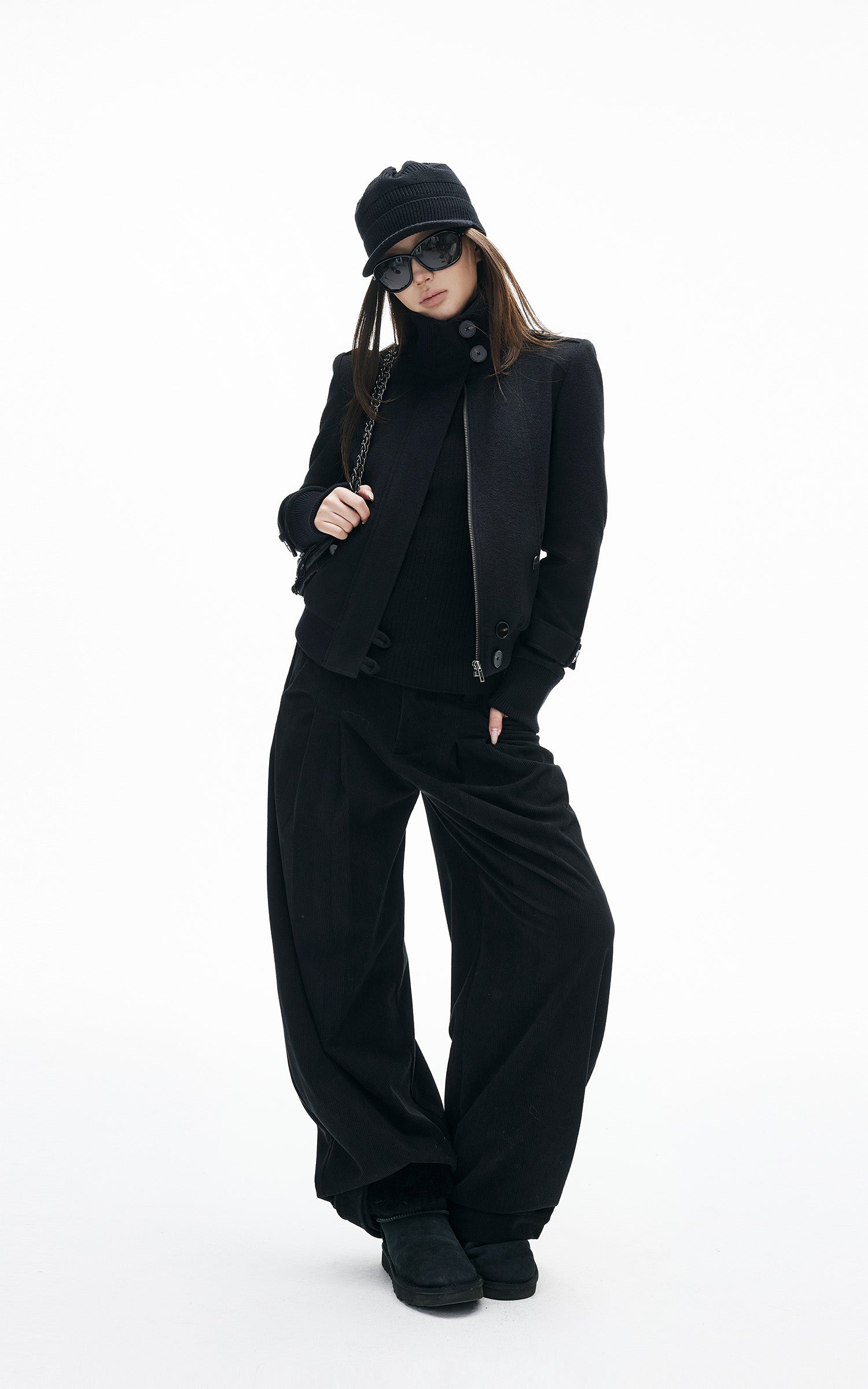 IAMXIAA Ribbed Wide Leg Casual Pants
