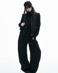 IAMXIAA Ribbed Wide Leg Casual Pants