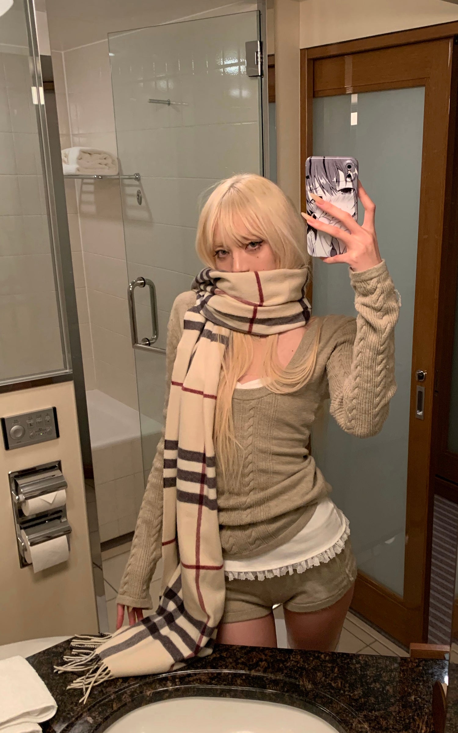 Rase le sol Minimalist Knit Three Piece Set Slim Sweater Shorts and Cami