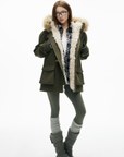 IAMXIAA Faux Fur Hooded Utility Jacket