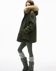 IAMXIAA Faux Fur Hooded Utility Jacket
