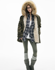 IAMXIAA Faux Fur Hooded Utility Jacket