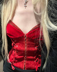 Rase le sol 사이드 레이스업 디테일 벨벳 코르셋 캐미솔