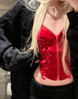 Rase le sol 사이드 레이스업 디테일 벨벳 코르셋 캐미솔