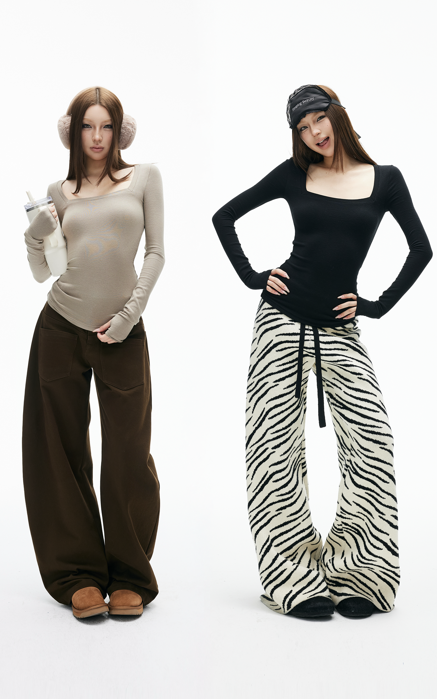 IAMXIAA Haut de base à manches longues et encolure carrée