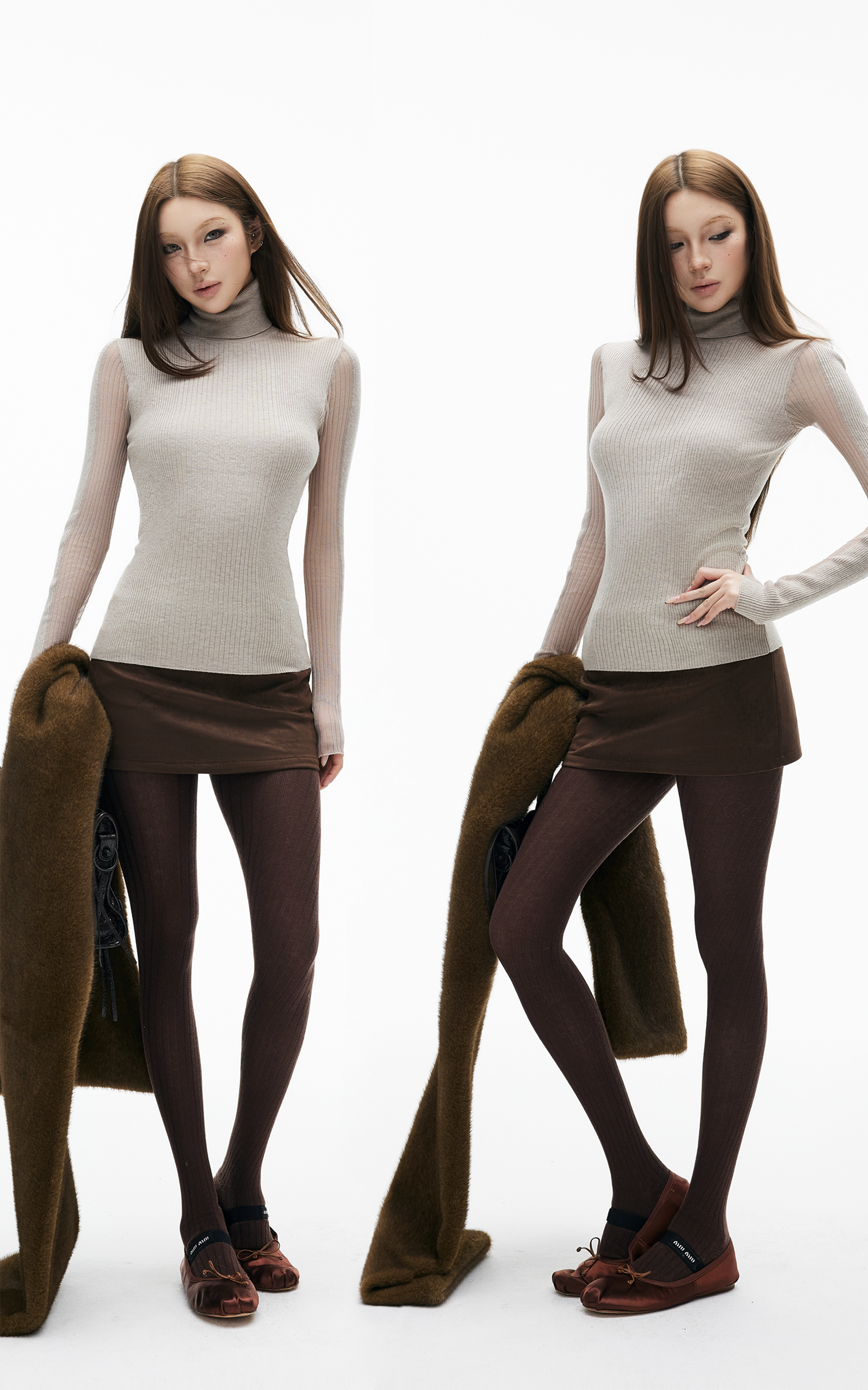 IAMXIAA Haut de base côtelé à col roulé