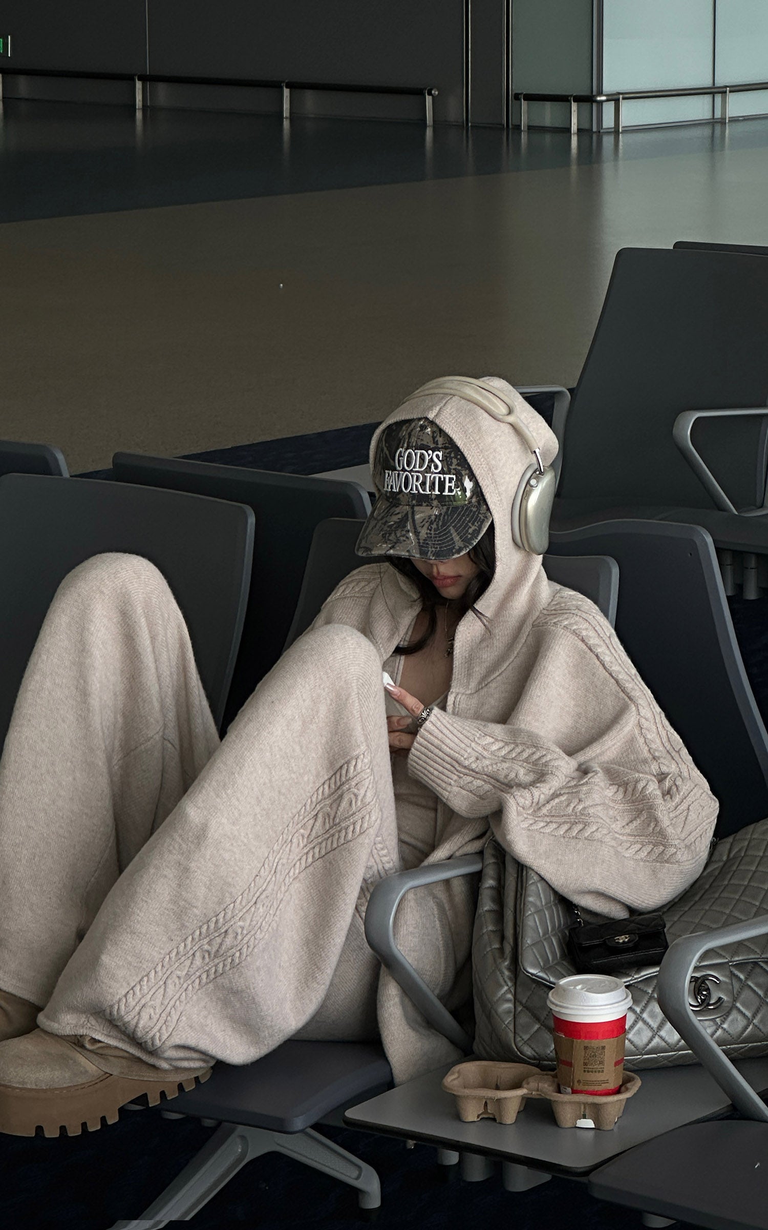 WARDEN EDGE Knit Cardigan Tank and Wide Leg Pants Set