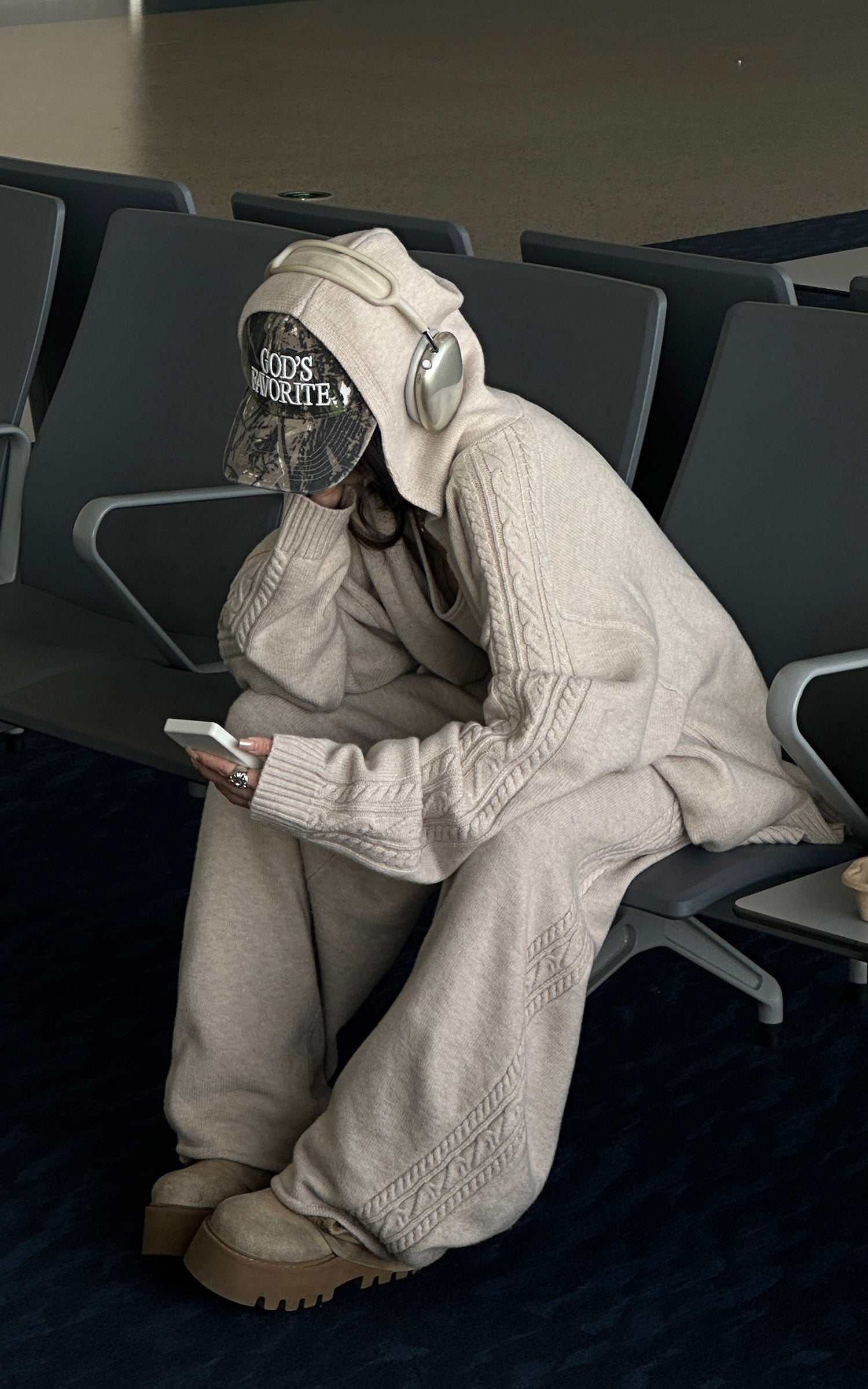 WARDEN EDGE Knit Cardigan Tank and Wide Leg Pants Set