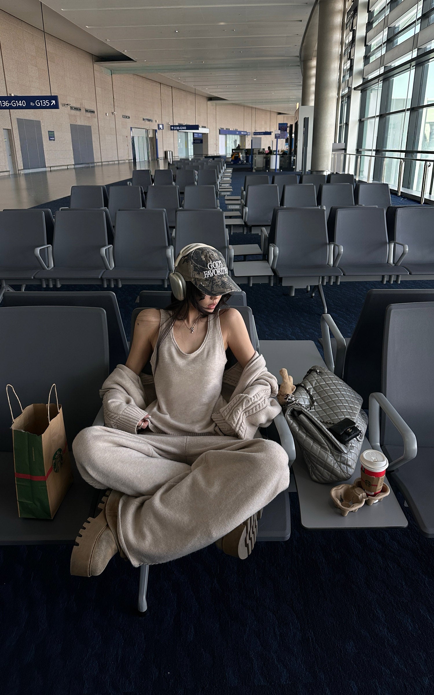 WARDEN EDGE Knit Cardigan Tank and Wide Leg Pants Set