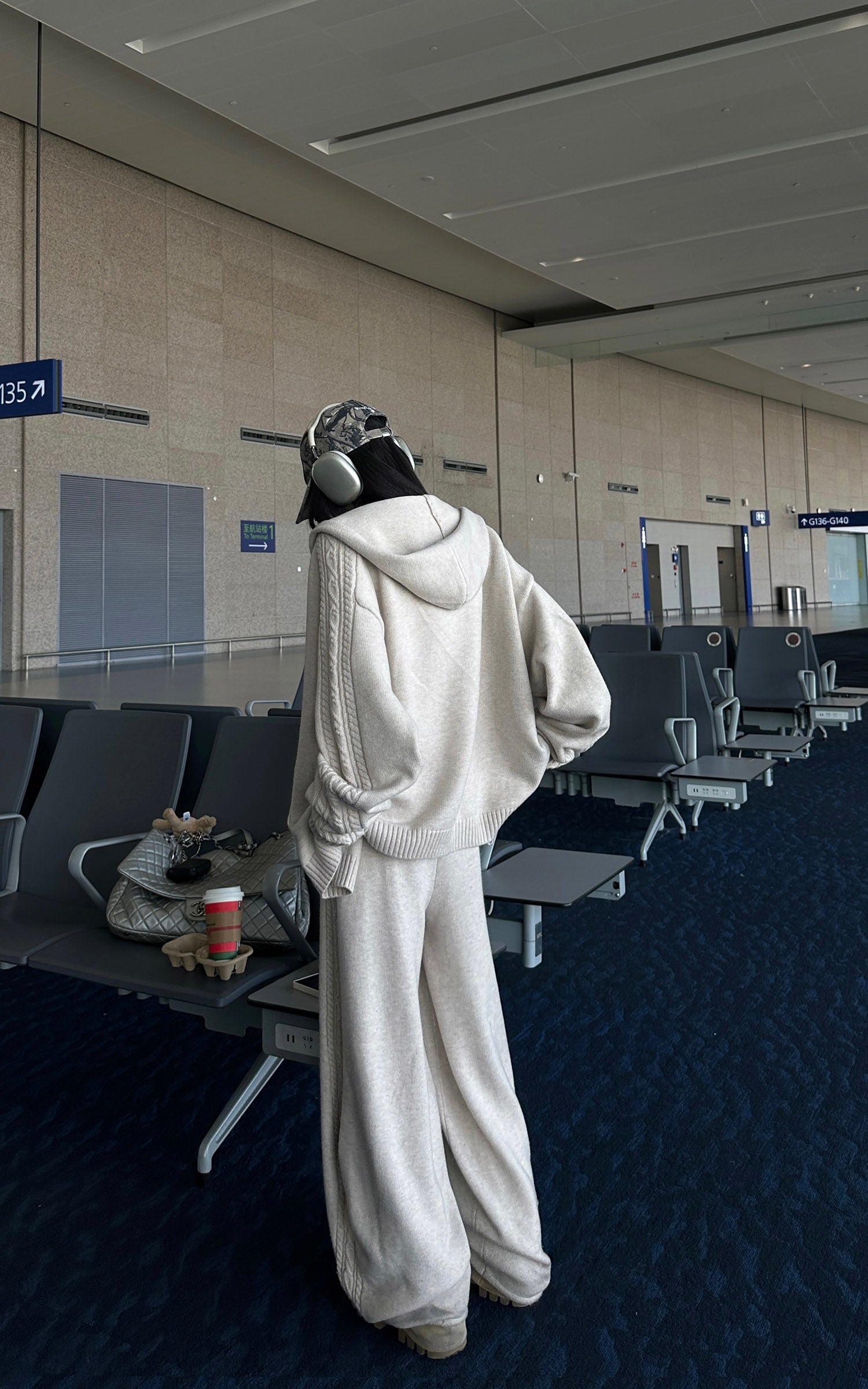 WARDEN EDGE Knit Cardigan Tank and Wide Leg Pants Set