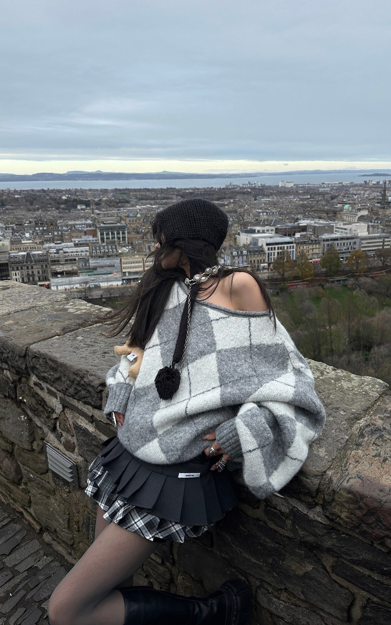 WARDEN EDGE 레이어드 플리츠 미니 스커트