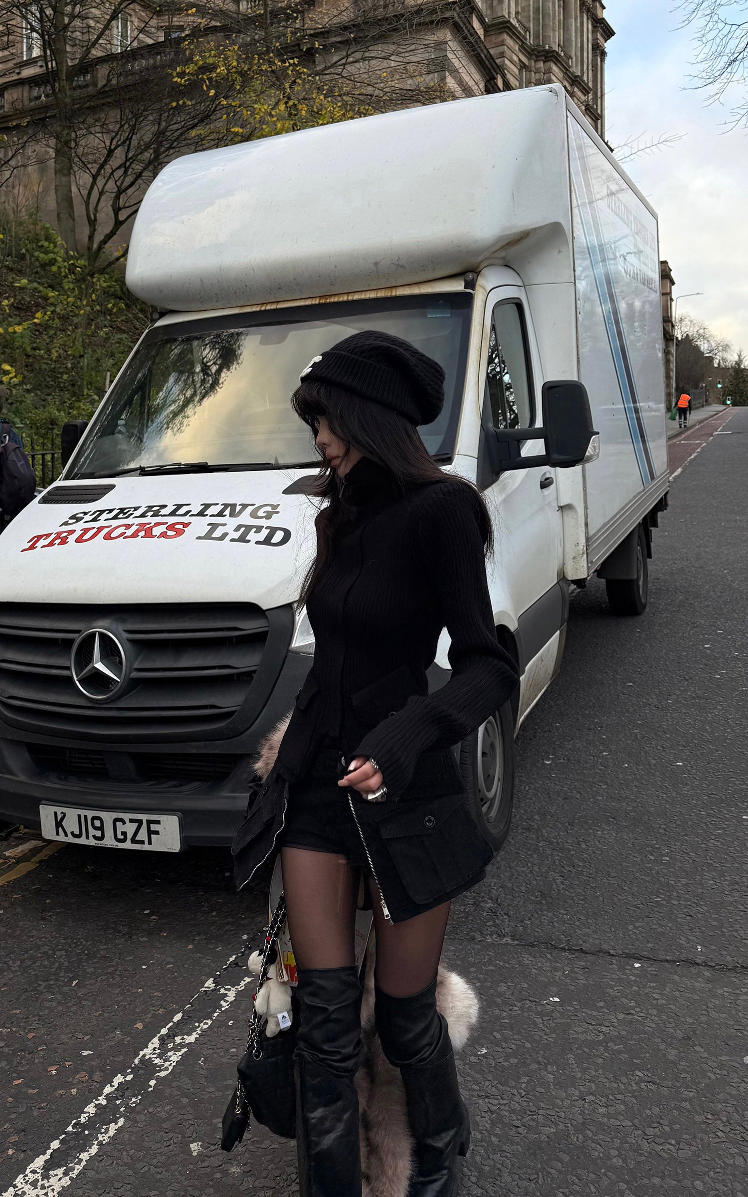 WARDEN EDGE 골지 하이넥 지퍼 니트 탑