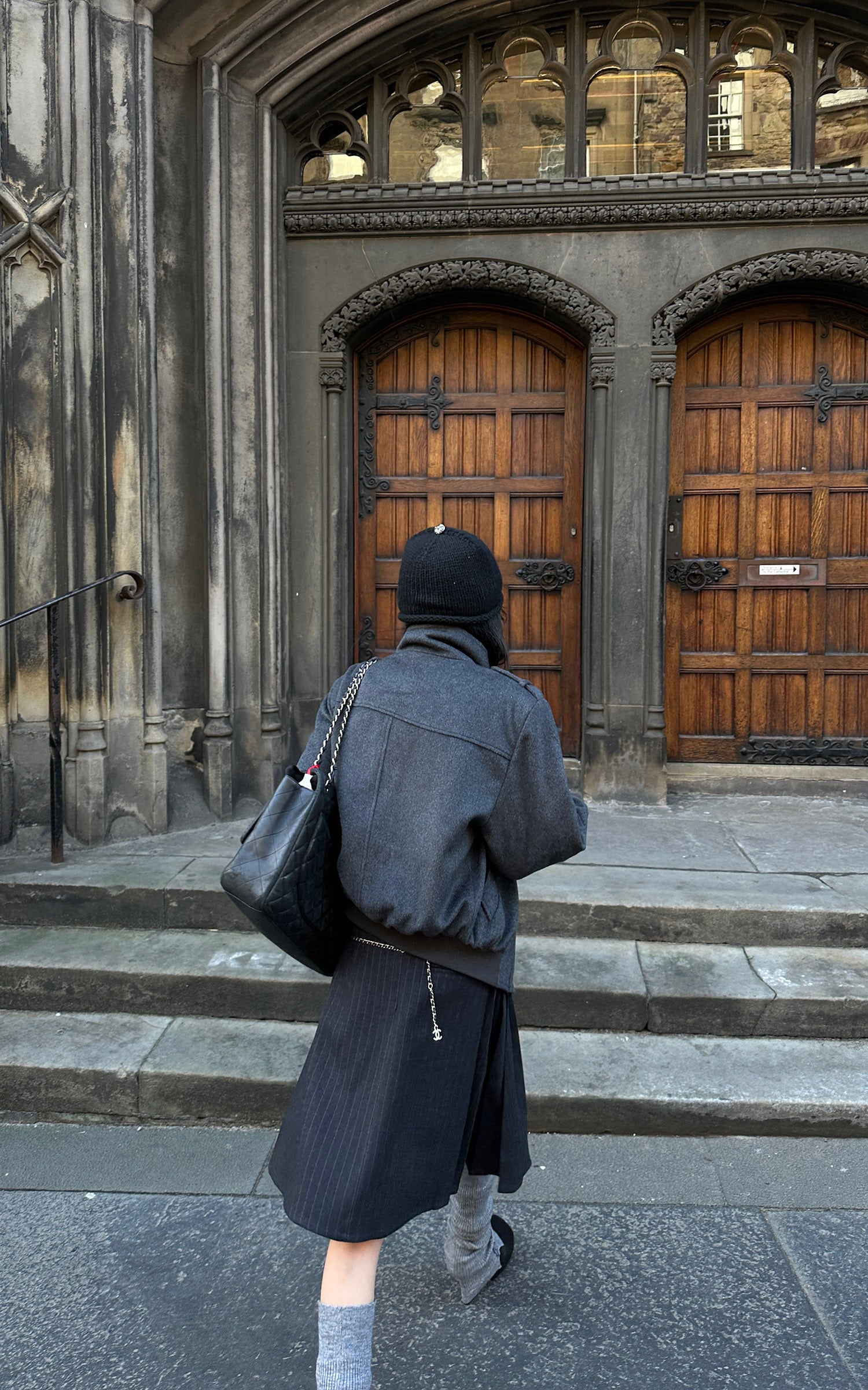 WARDEN EDGE Pleated Pinstripe Skirt