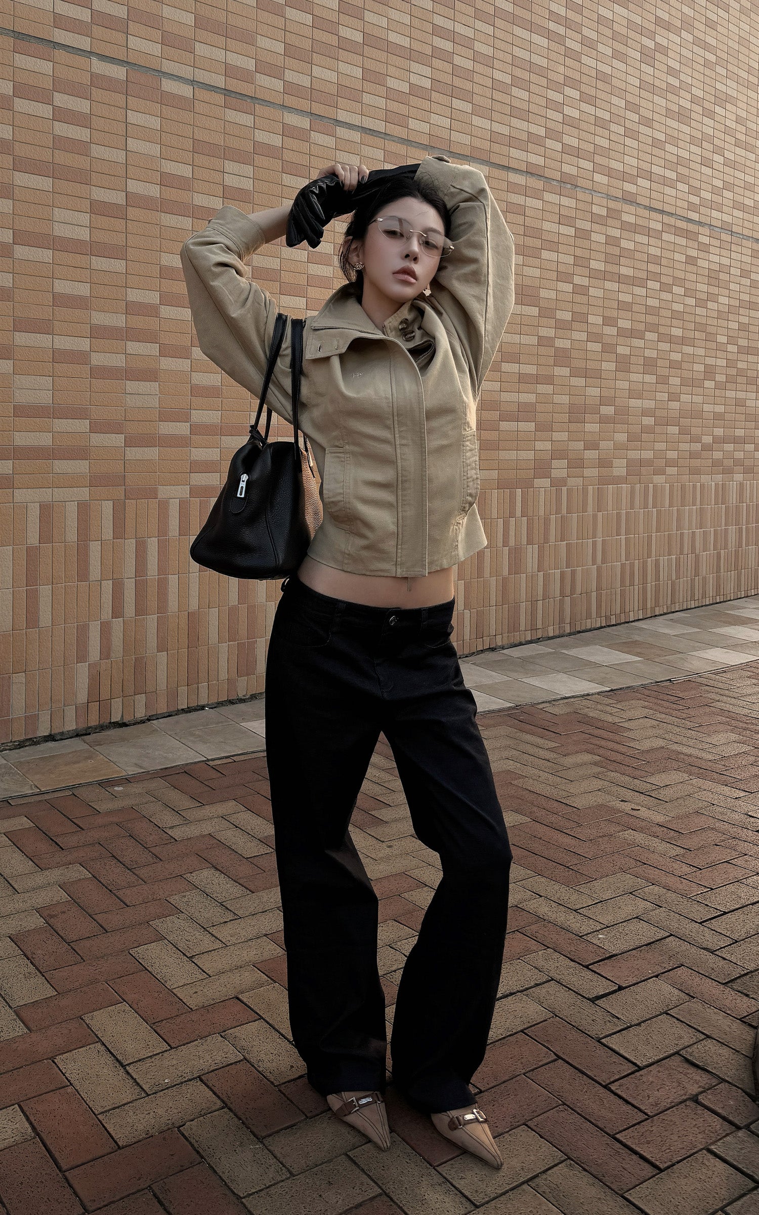 Hydrae Low Rise Straight Leg Pants Relaxed Fit Minimal Tailored Trousers