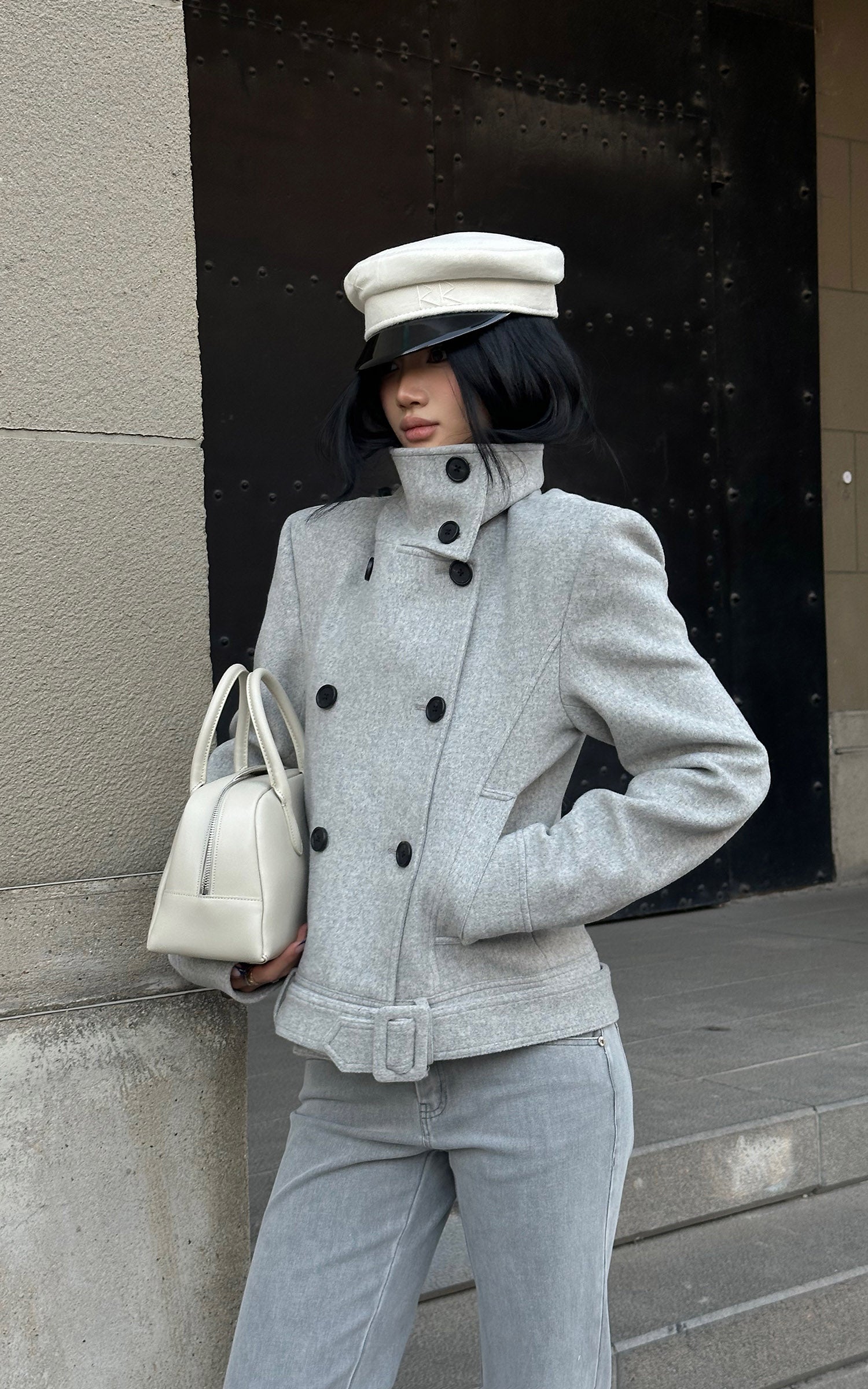 ROVENTE Structured High-Neck Wool Jacket