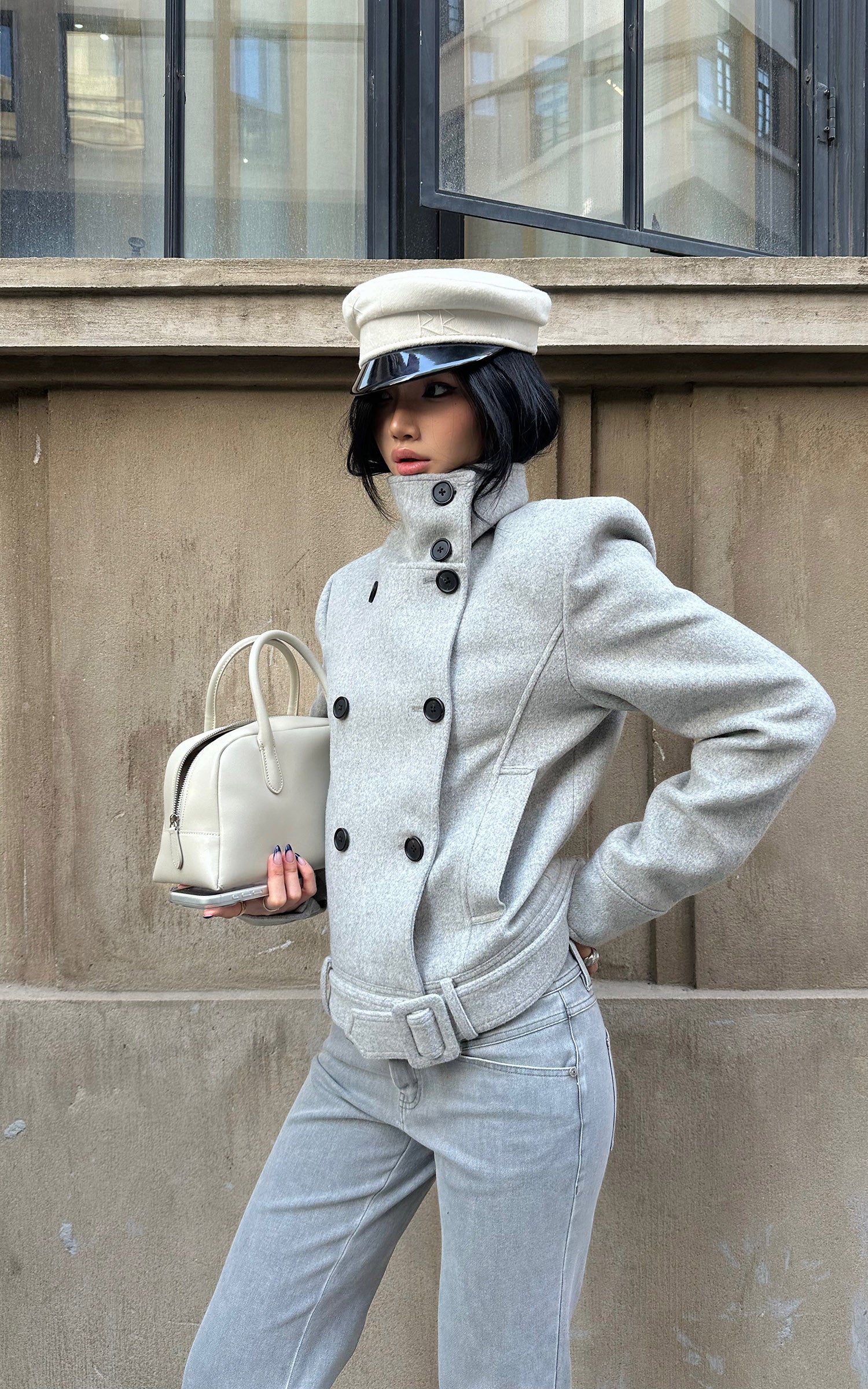 ROVENTE Structured High-Neck Wool Jacket